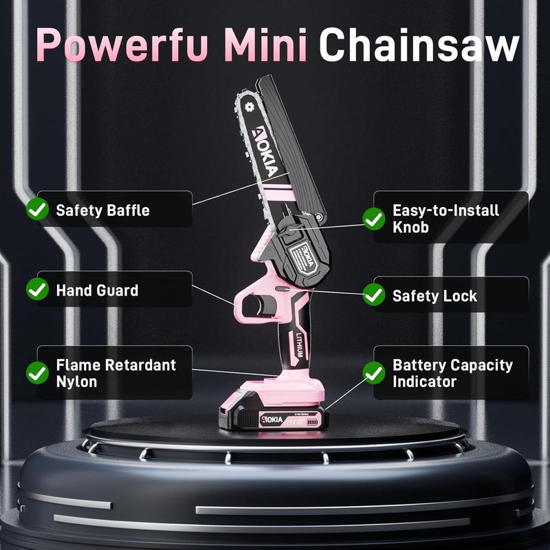 Aokia Electric Mini Chainsaw Cordless, Small Hand held 20V Power 2 Battery With Charger 6 Inch Saw Powered Operated Household and Garden Cut Tree Trimming Wood Gifts for Father Husband Men&Mother - Image 3